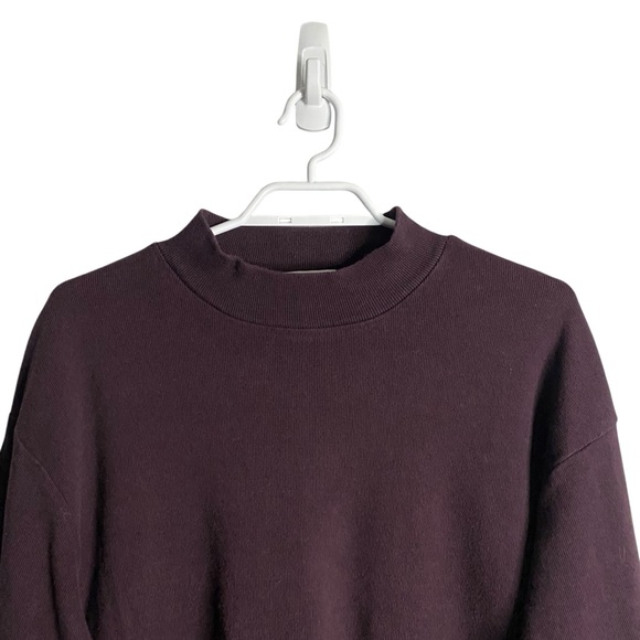 Pierre Cardin Men's Plum 100% Cotton Mock Neck Sweatshirt - Picture 2 of 7